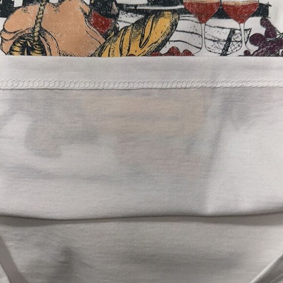 Organic Collective XS White Peach red Black Eiffel Tower Paris Picnic Graphic T - Picture 8 of 8